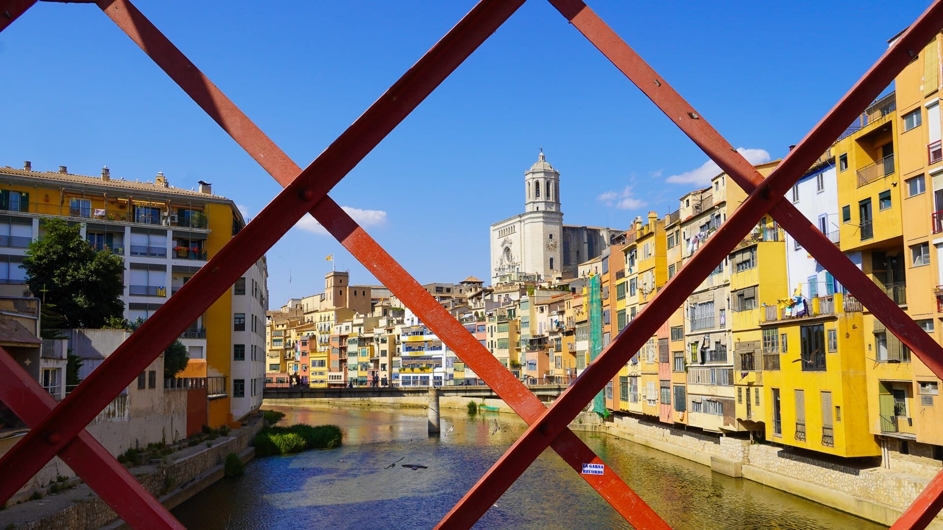 View of Girona's colourful buildings