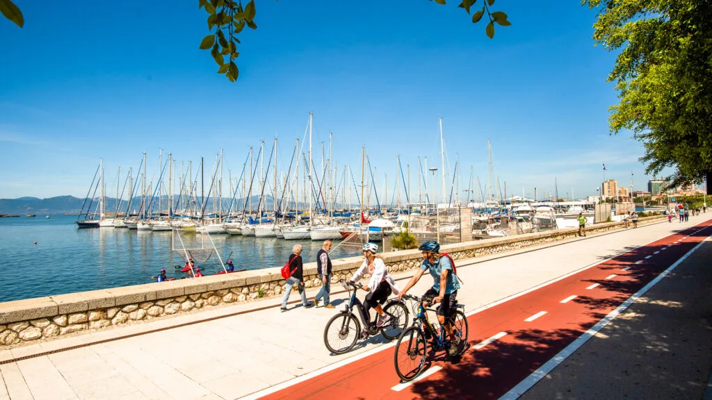 Two cyclists on a bike lane in sardinia