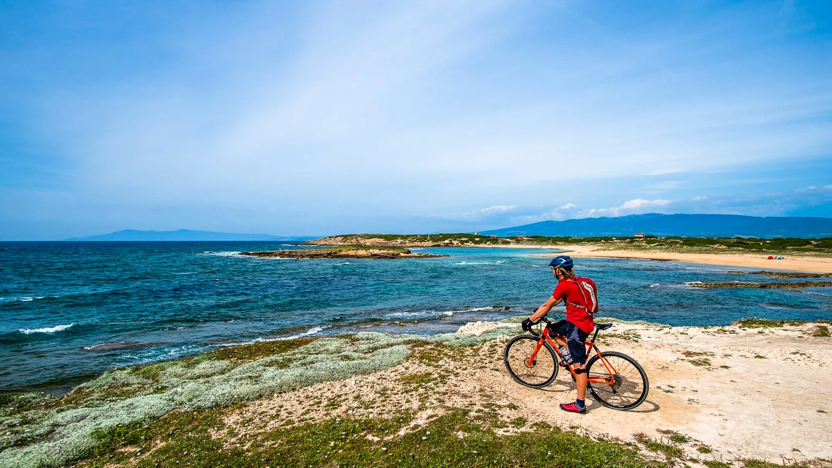 Looking out over the Sinis Peninsula, one of Sardinia's gravel cycling hotspots