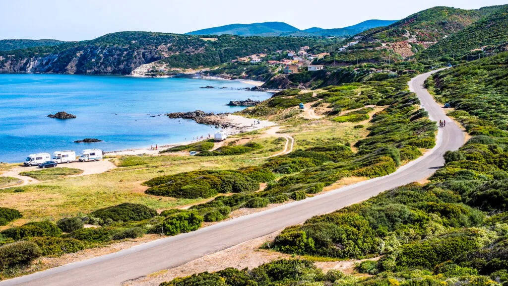 cyclist on a sardinian coastal road