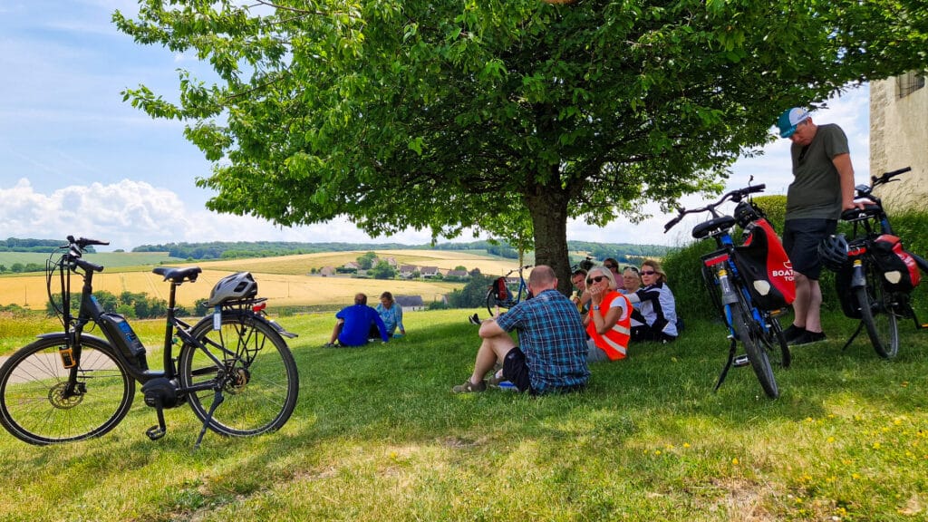 Cyclists on a barge bike tour in france