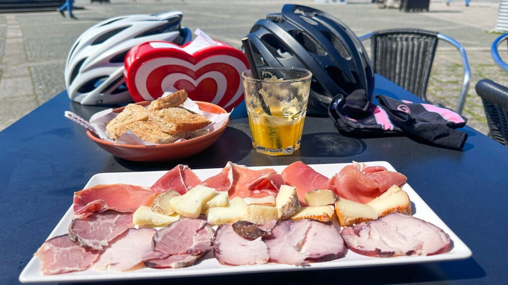 Lunch stop for hungry cyclists in northern portugal