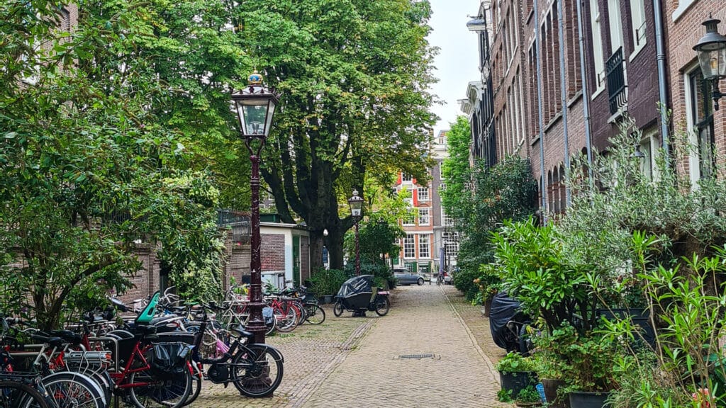 A street in Amsterdam filled with bikes