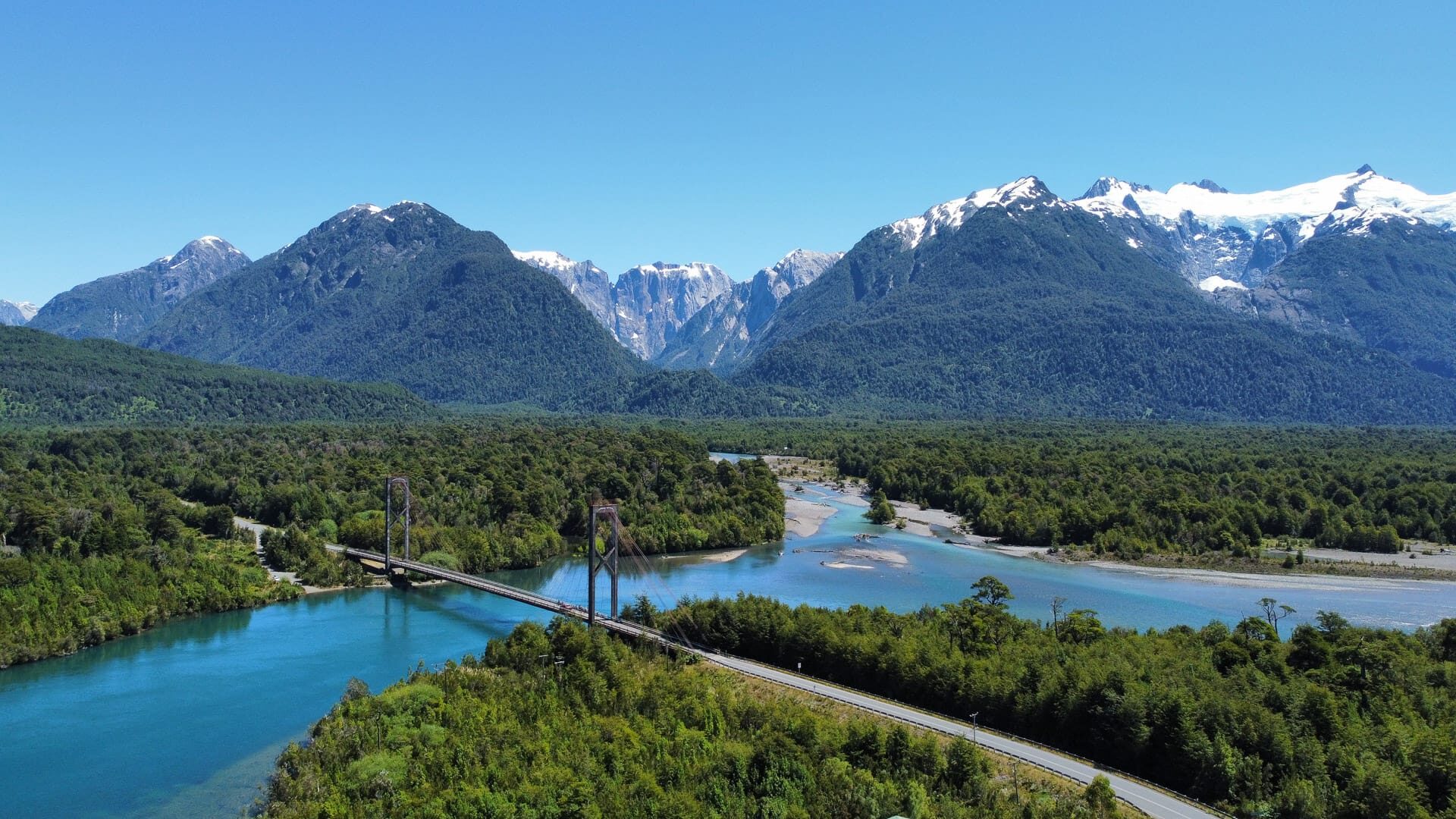 The iconic suspension bridge in Yelcho