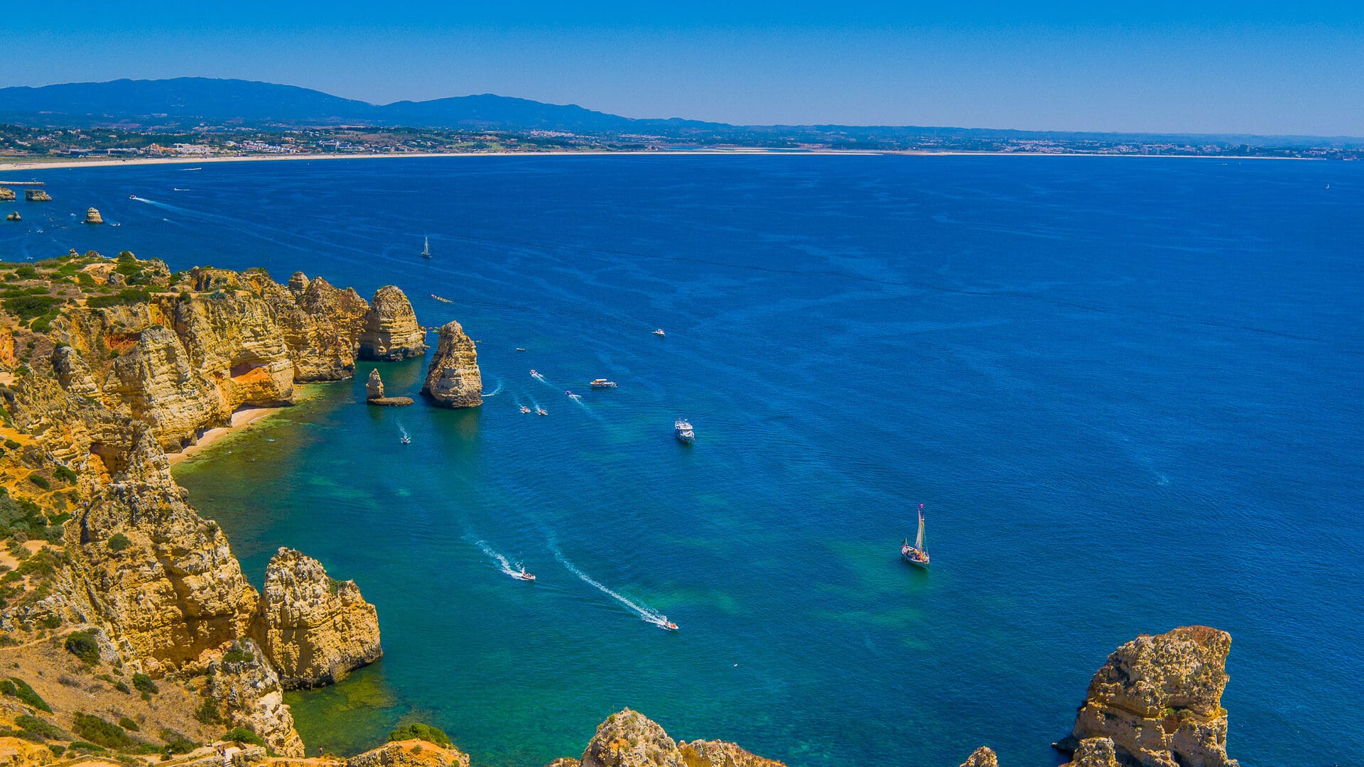 View of the coastline while cycling the Algarve