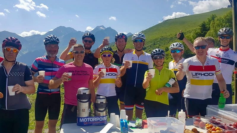 Cyclists riding tour de france route