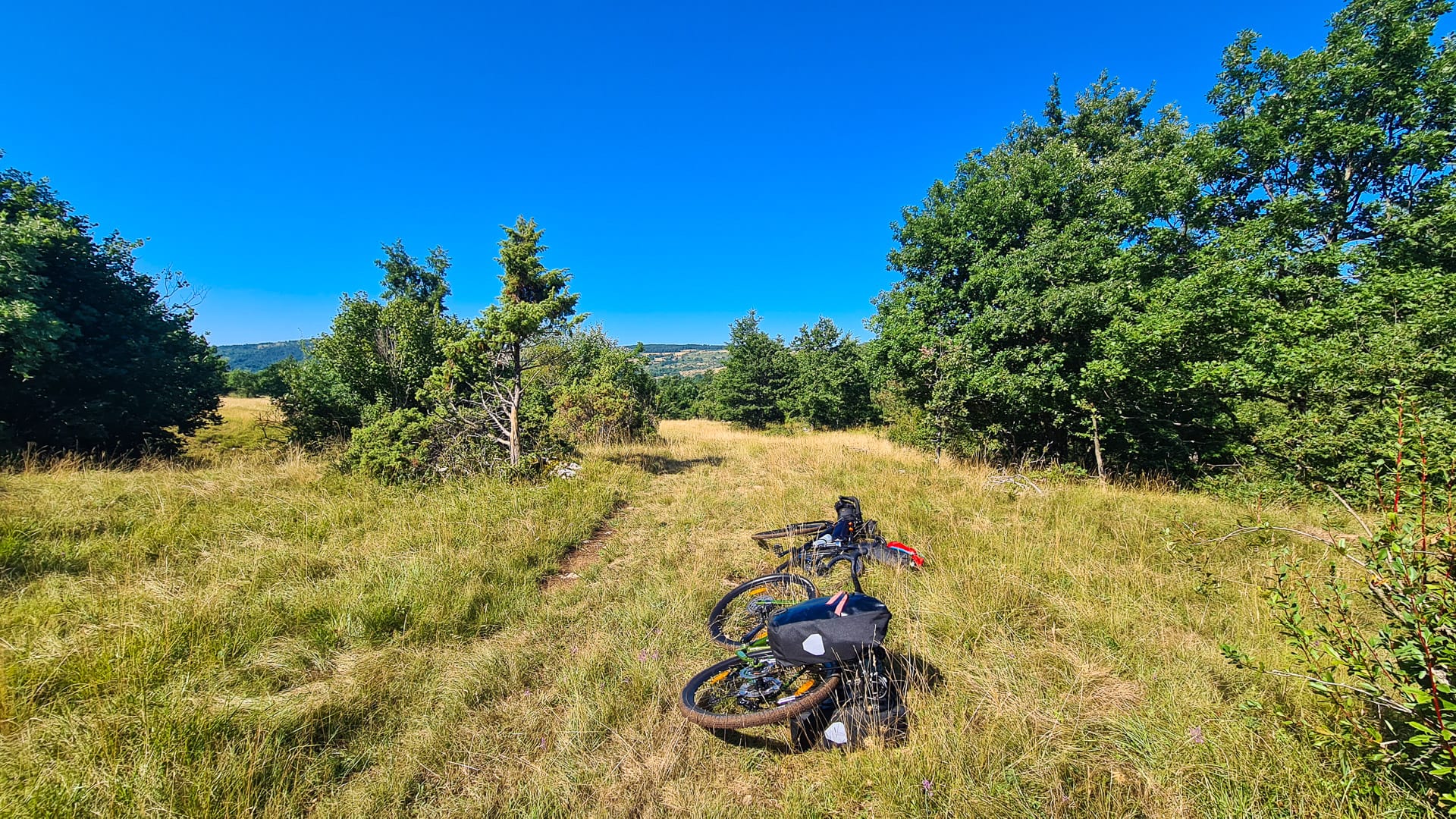 Exploring remote, grassy trails in Slovenia