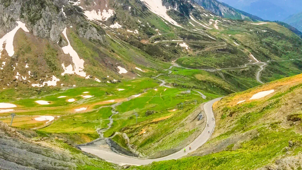 View from the summit having cycled Col du Tourmalet, French Pyrenees