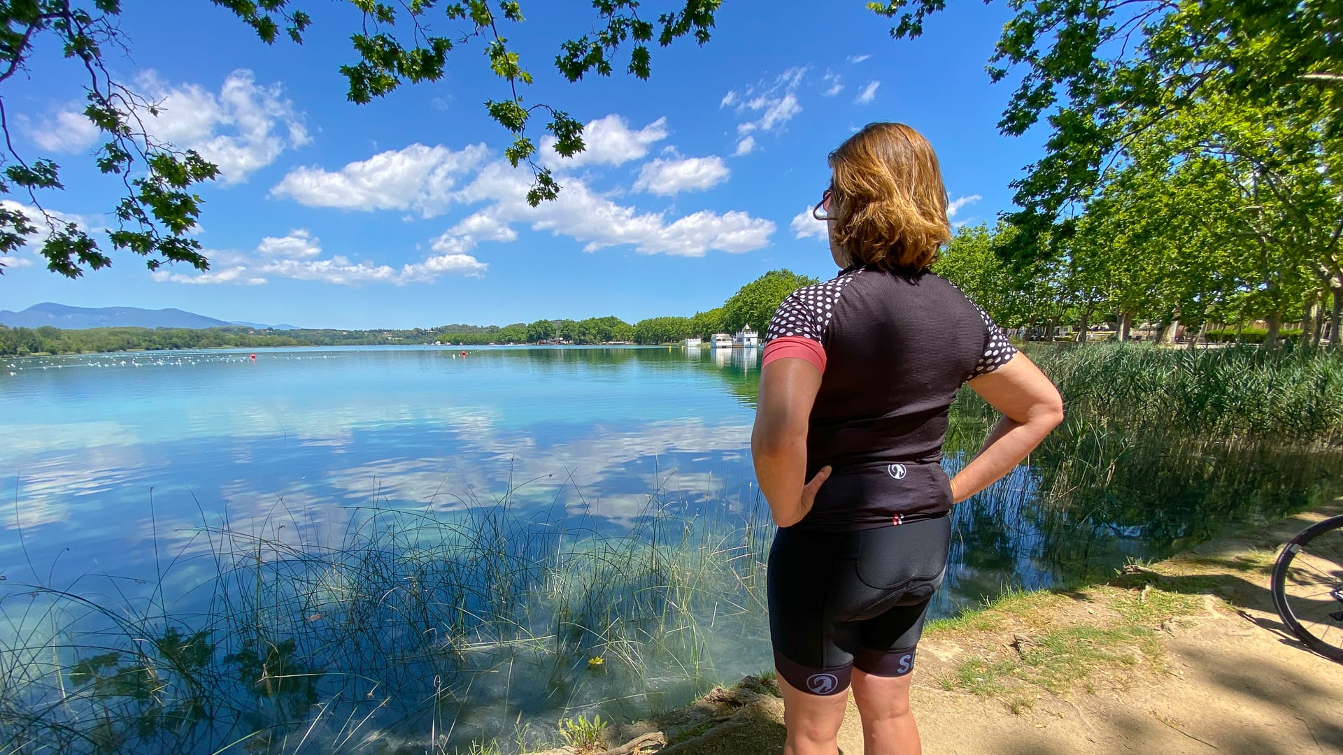 Clare admiring the beautiful Lake Banyoles