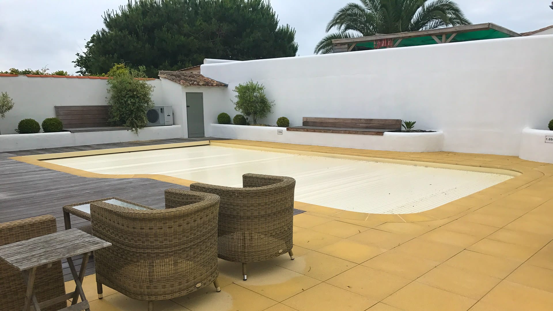 The outdoor terrace of a villa in france