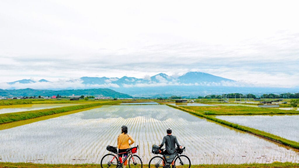 Road bicycle on a mountain road in Japan