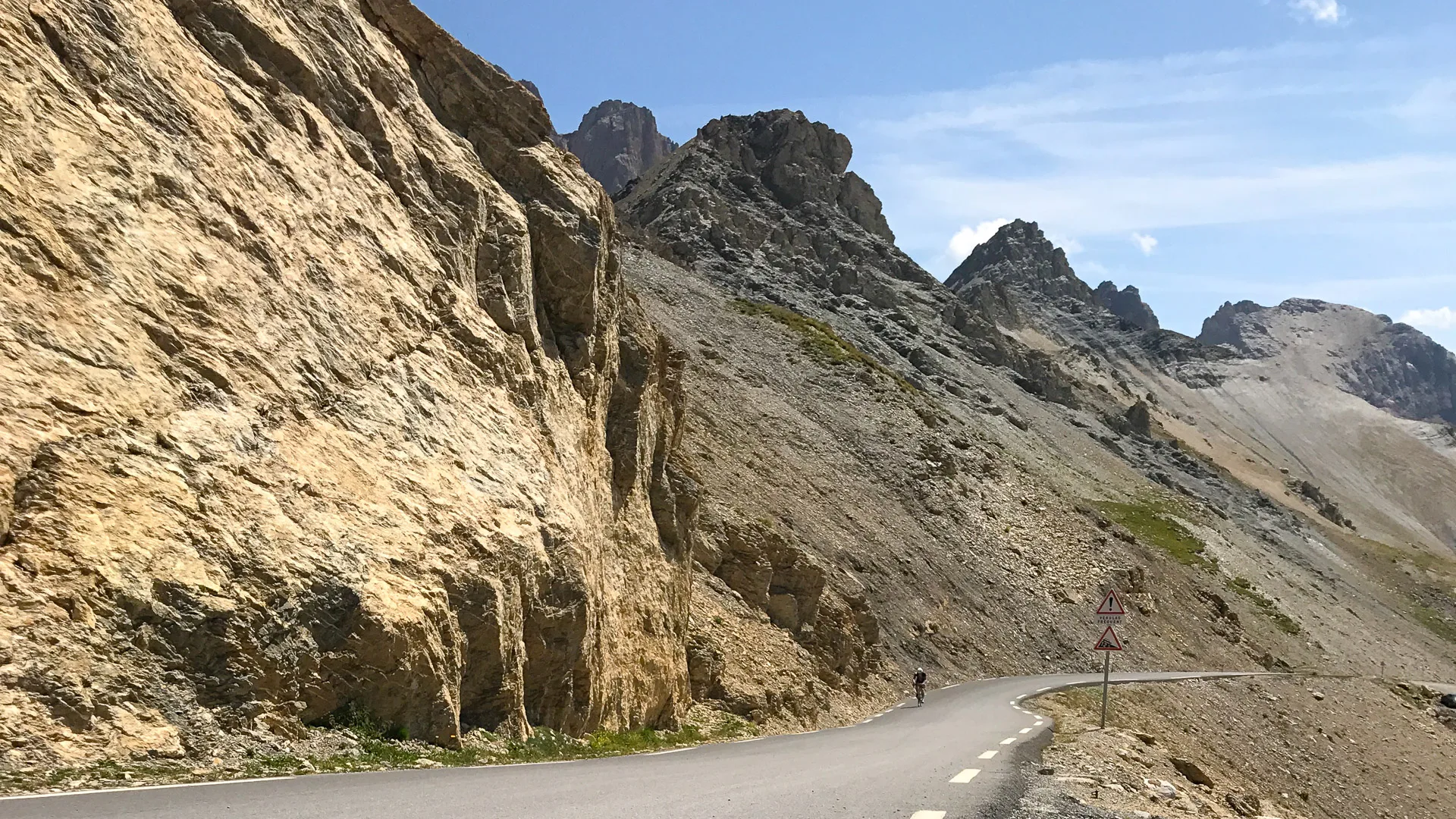 Cyclist near top of Col du Galibier