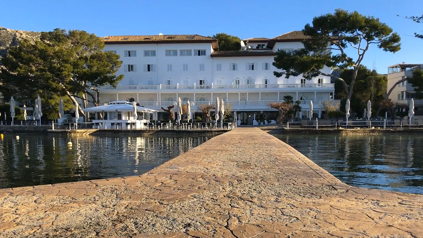 Outside of the hotel Illa d'Or, Mallorca, in the sunshine