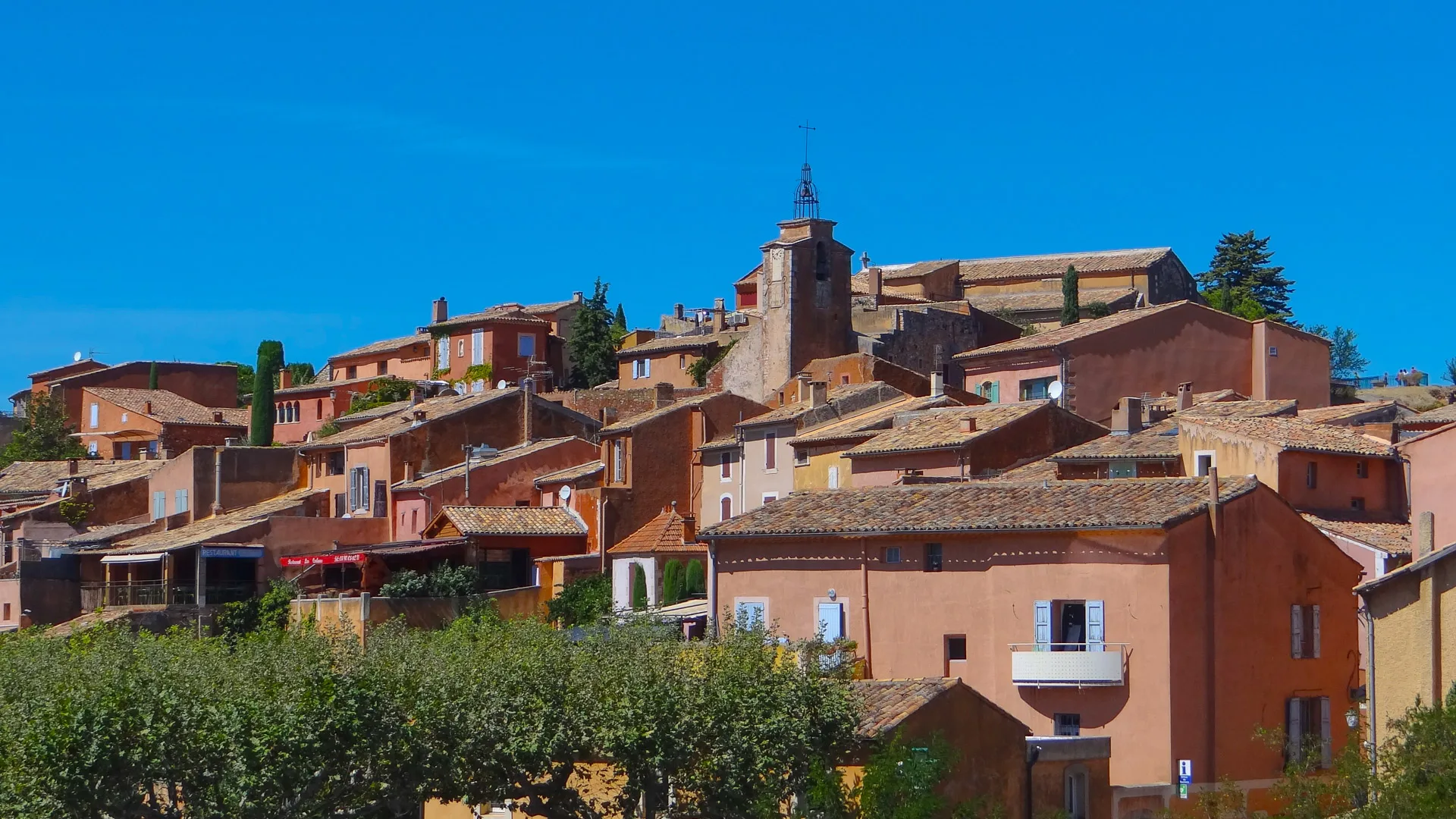 The pink buildings of Rousillon village, Luberon, France