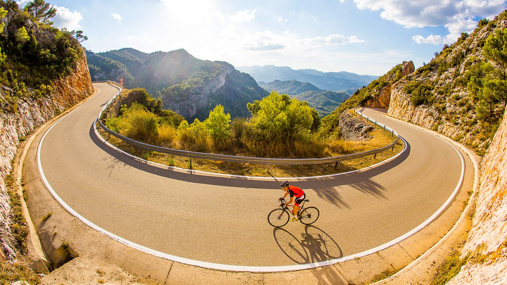 Cyclist in terres de l'ebre, Catalonia