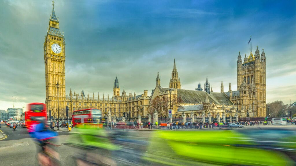 Cyclists race through London, UK