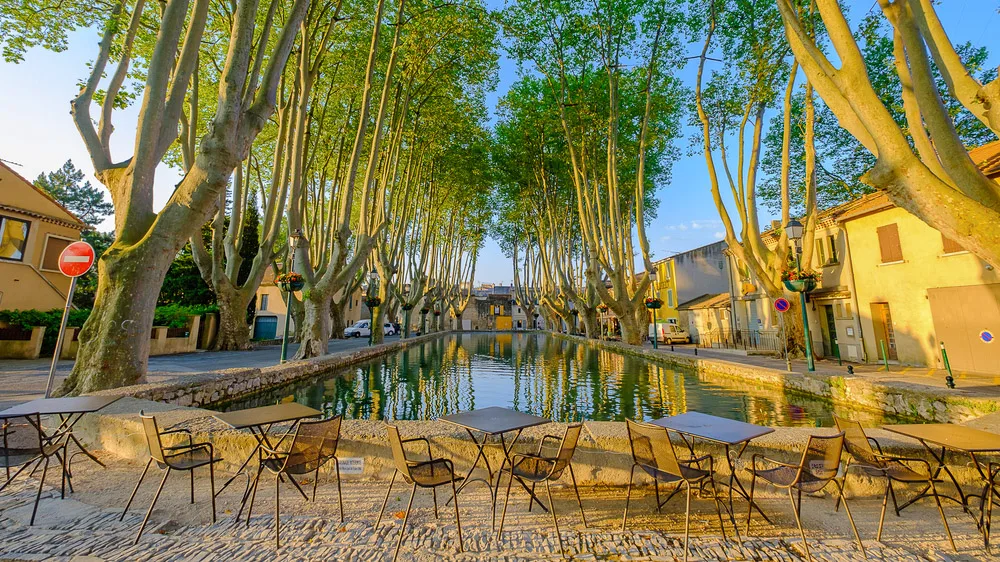 Village square in Cucuron, set around a pond