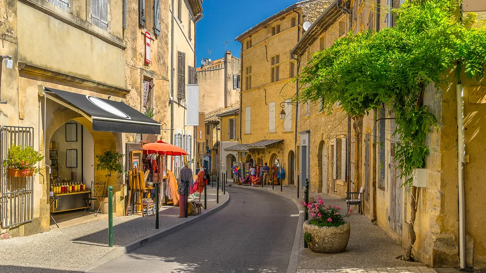 A winding street in Lourmarin, Luberon National Park, France