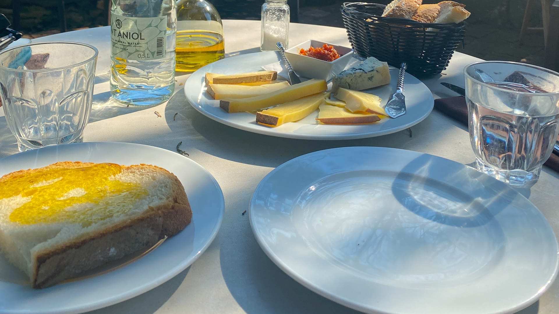 Local cheeses on the terrace at La Rectoria