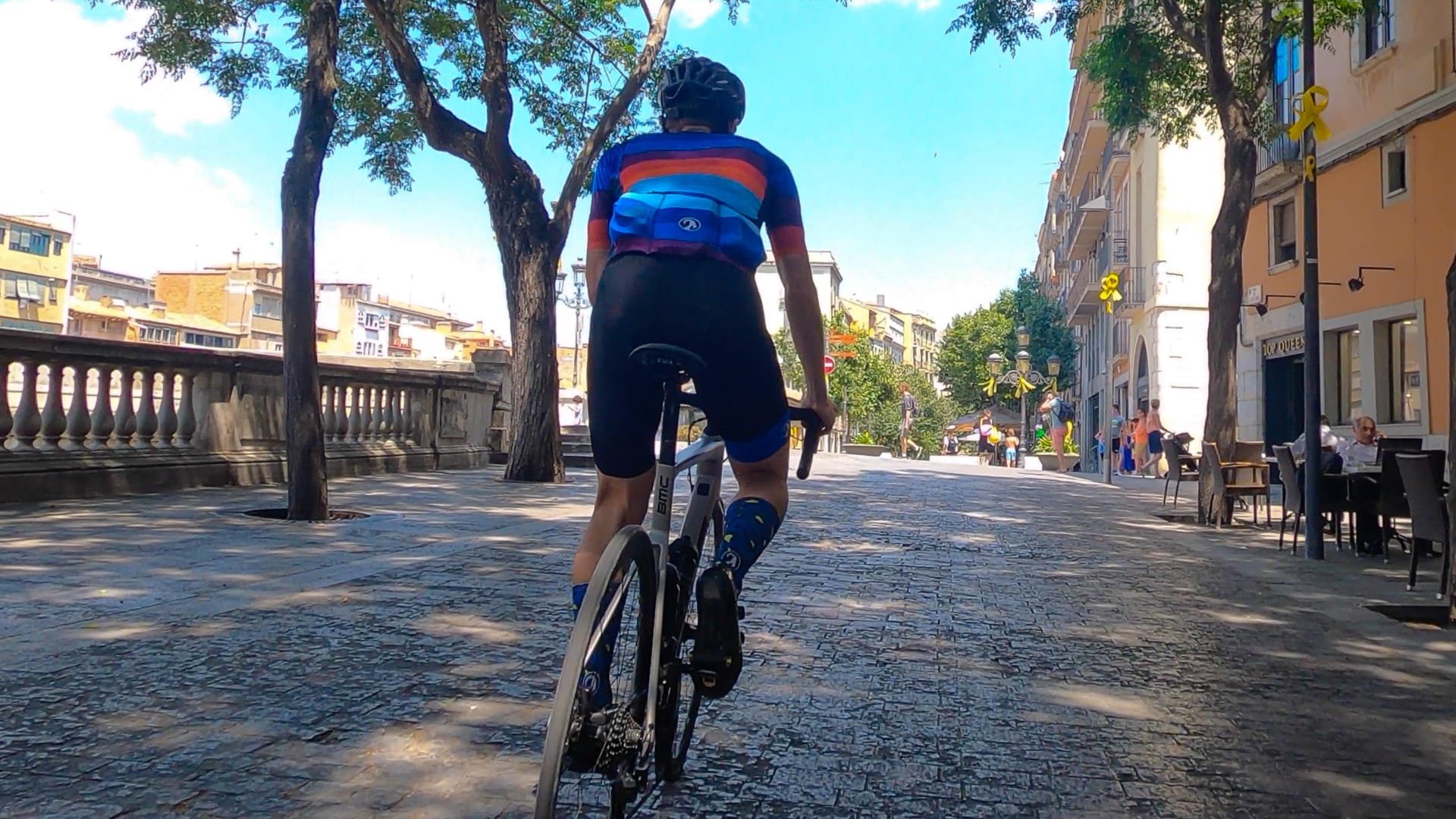 Cycling into Girona at the end of a three day cycling holiday in Girona Costa Brava