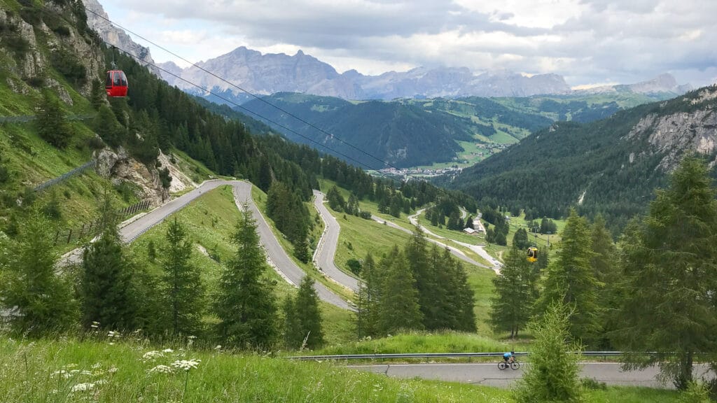 Switchbacks on the Passo Gardena, Dolomites