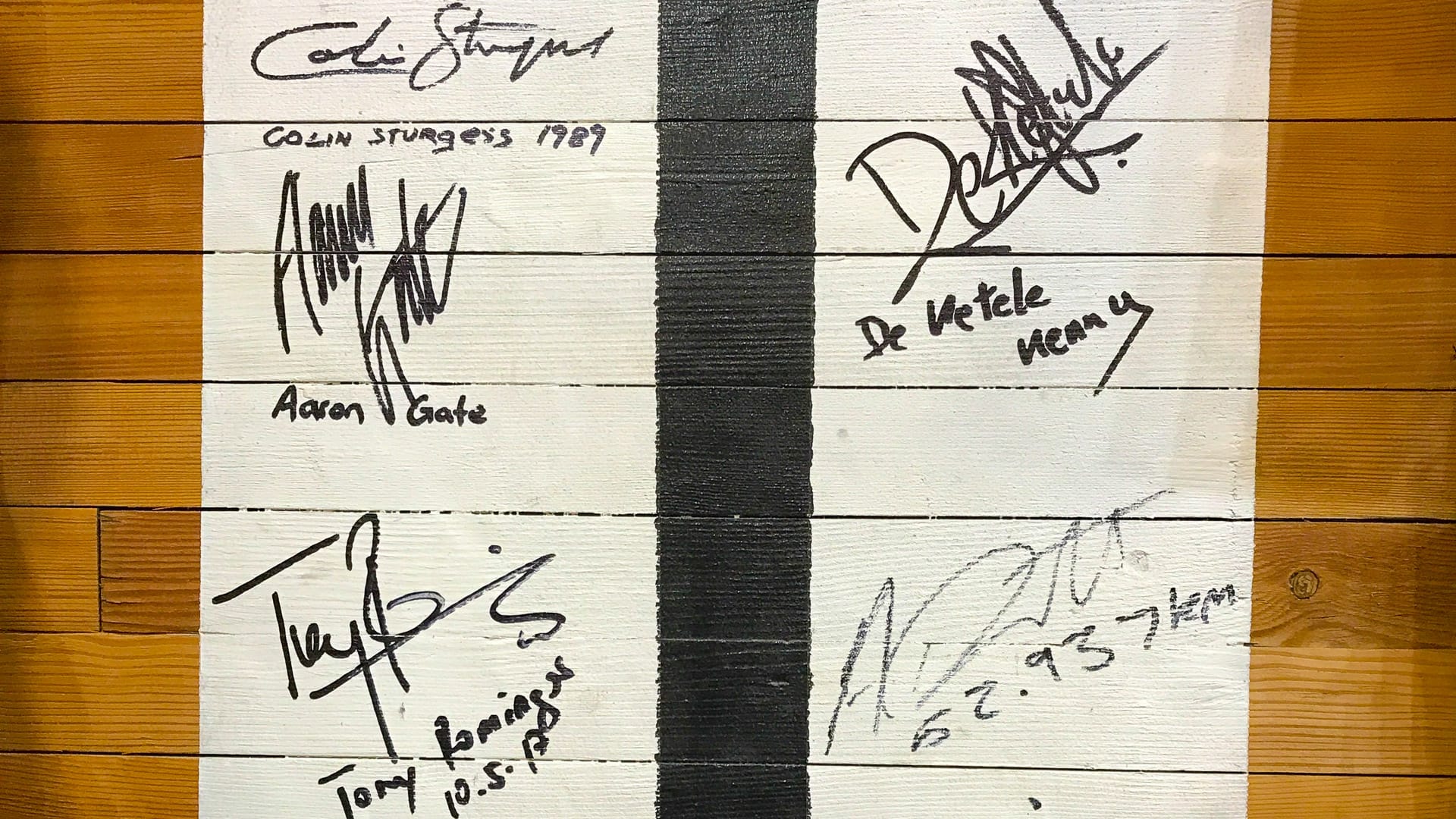 Finish line signed by world champions at Cycling Planet Alaro Mallorca