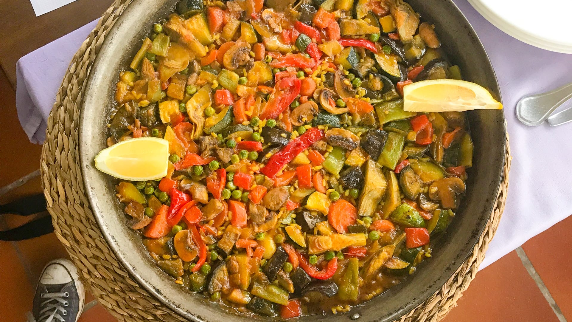 Paella at La Cocrodillo restaurant, Pollensa bay, Mallorca