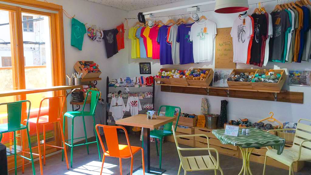 Inside Sa Ruta Verda Mallorca coffee shop for cyclists