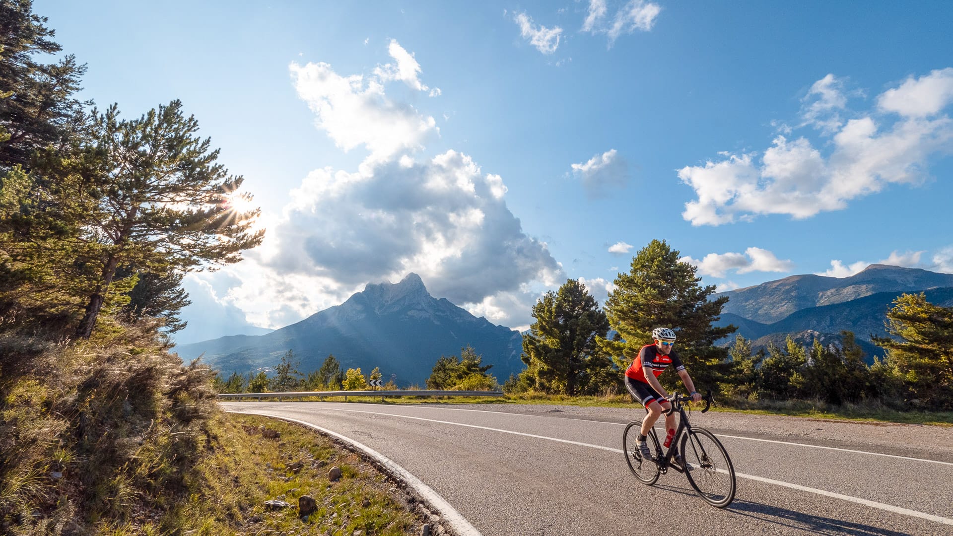 Cyclist in the mountains of the Bergueda region, Barcelona