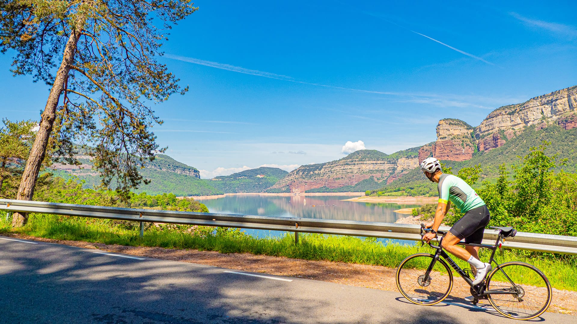 Road cyclist in Osona region near Barcelona, Spain