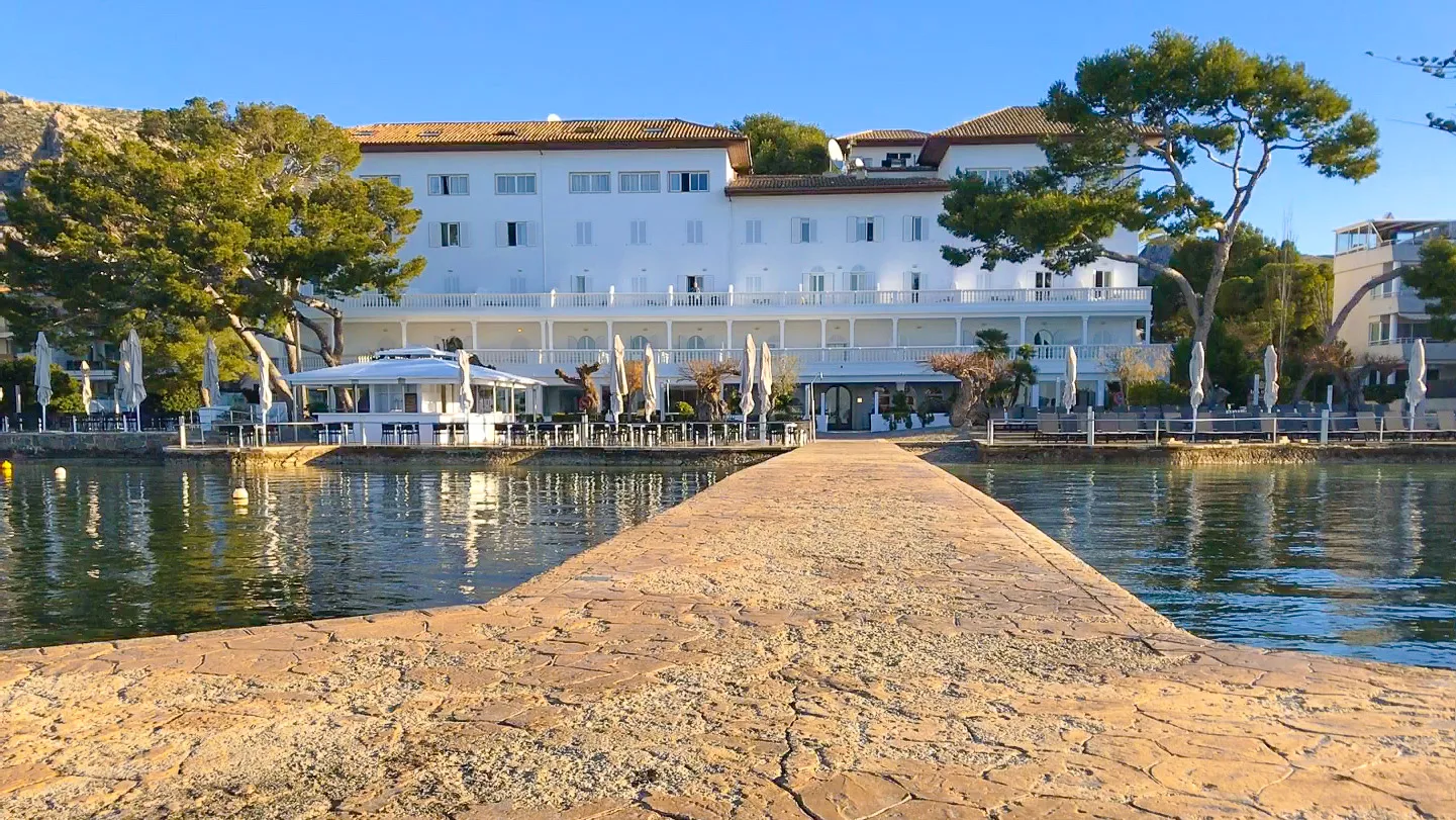 Outside of the hotel Illa d'Or, Mallorca, in the sunshine