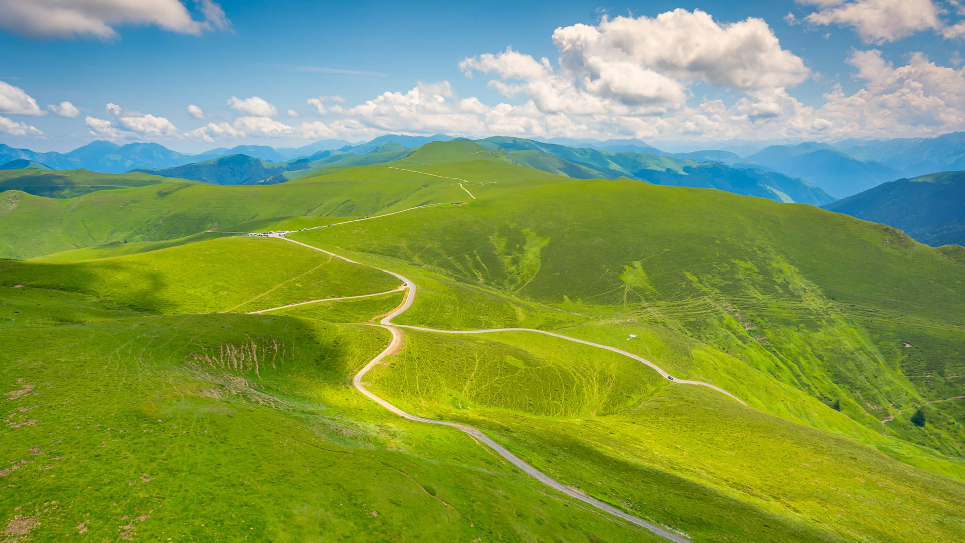 Aerial view over Port de Bales, Bagneres de Luchon