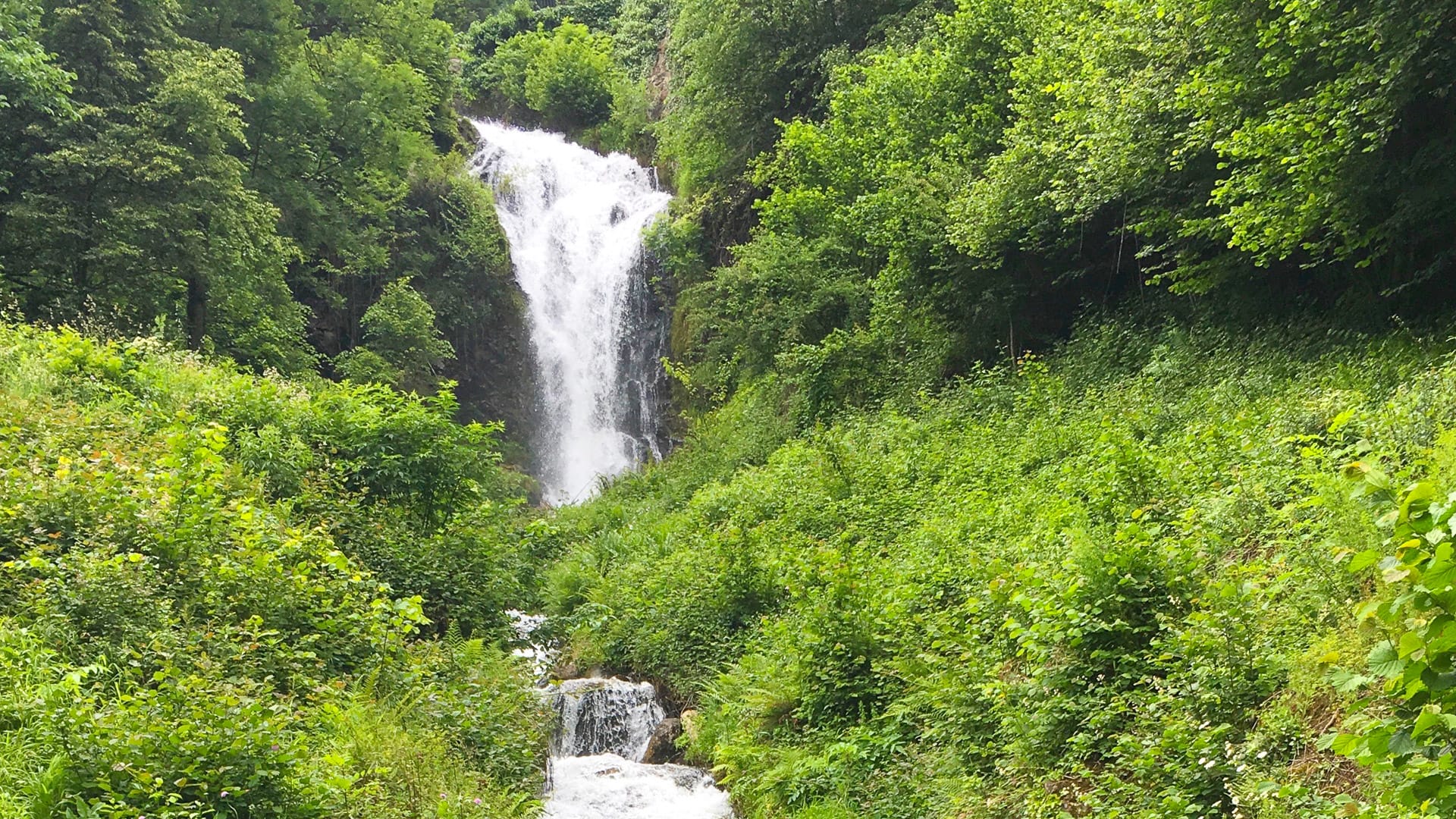 Rushing stream on the Col du Portillon, French Pyrenees