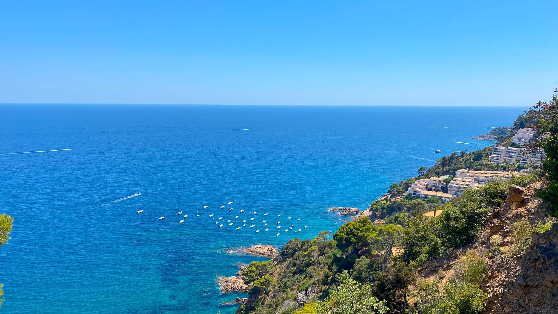 Coastline down the Costa Brava coastline near Tossa del Mar, Catalonia, Spain
