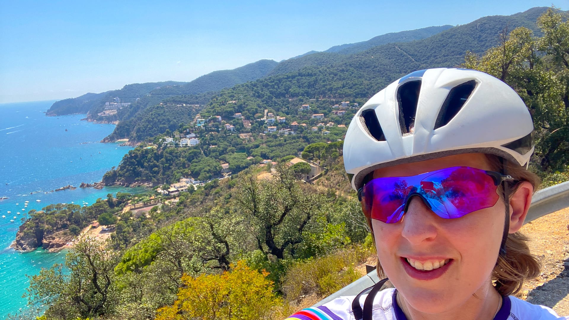 Bike and view back towards Tossa del Mar, Costa Brava