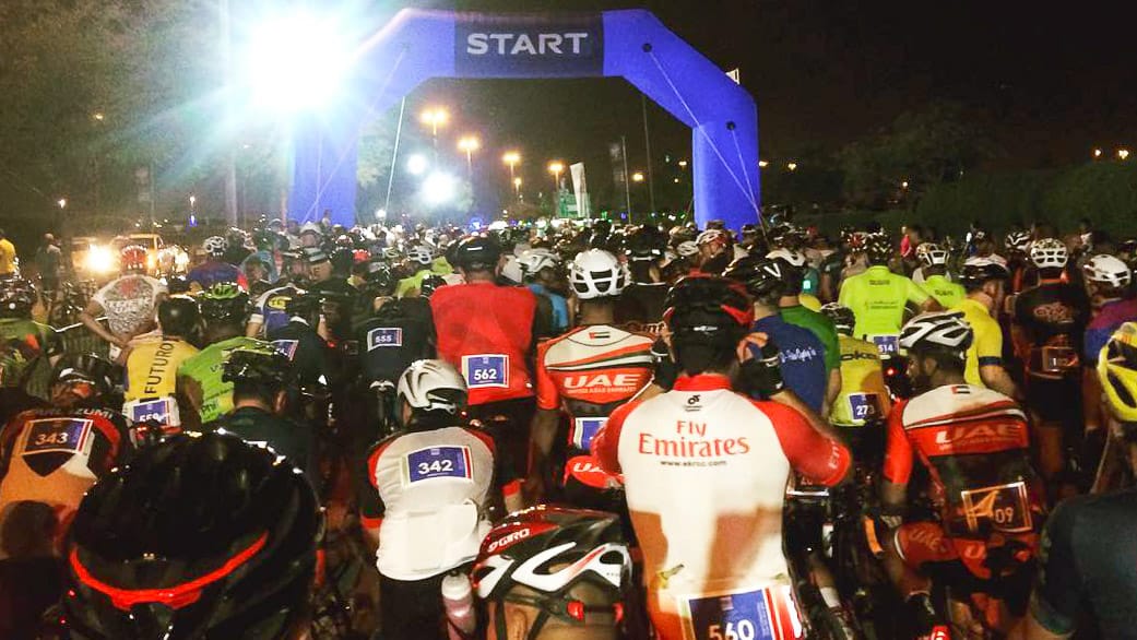 Cyclists at the NAS race, Dubai