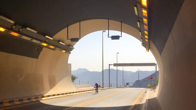Cyclist in tunnel, UAE