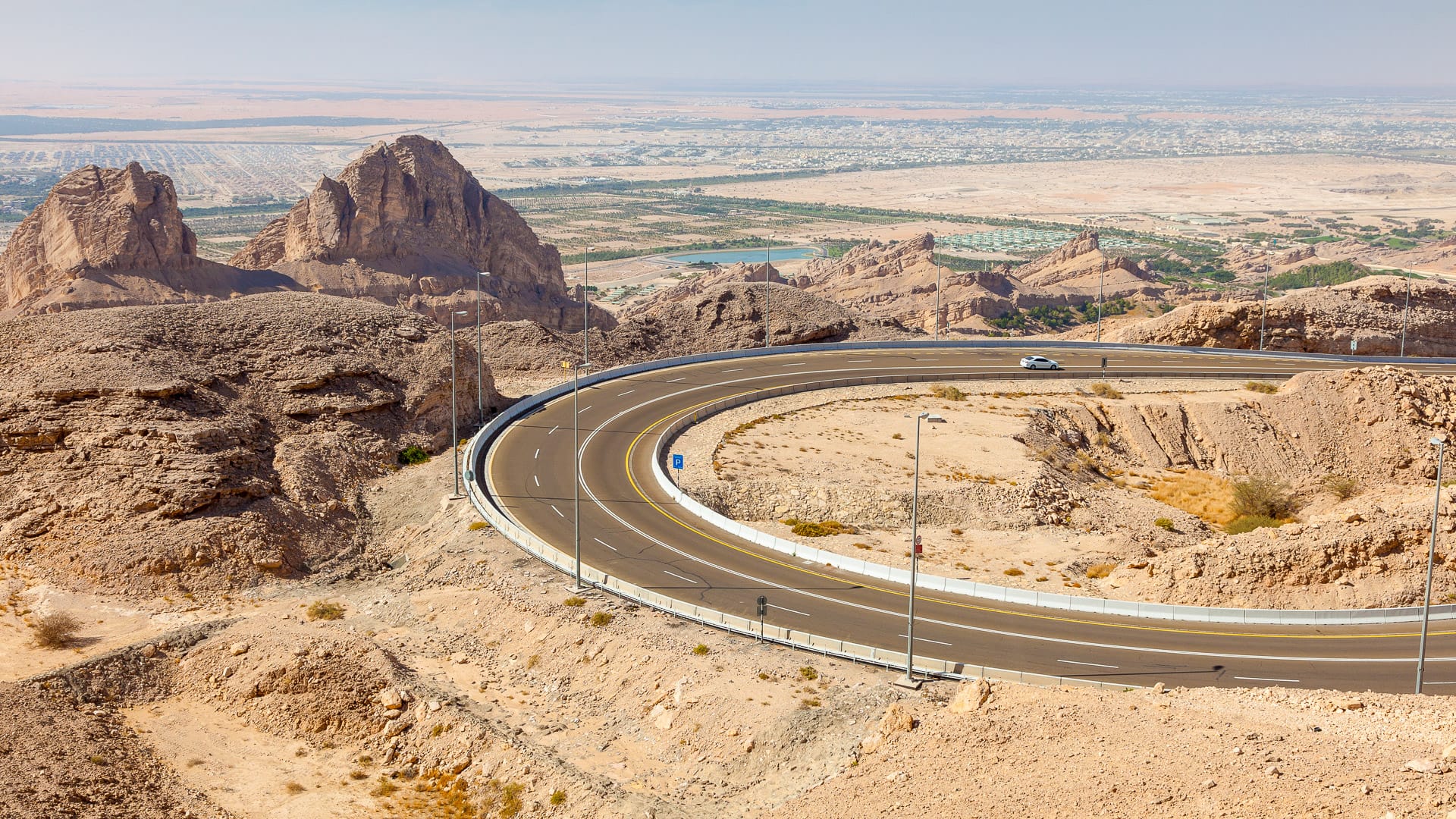 Jebel Hafeet mountain road in the outskirts of Al Ain, Emirate of Abu Dhabi, UAE