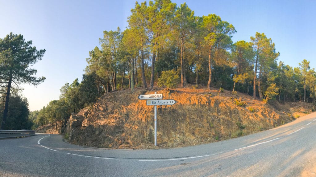Switchback on Els Angels, Girona in the evening sun
