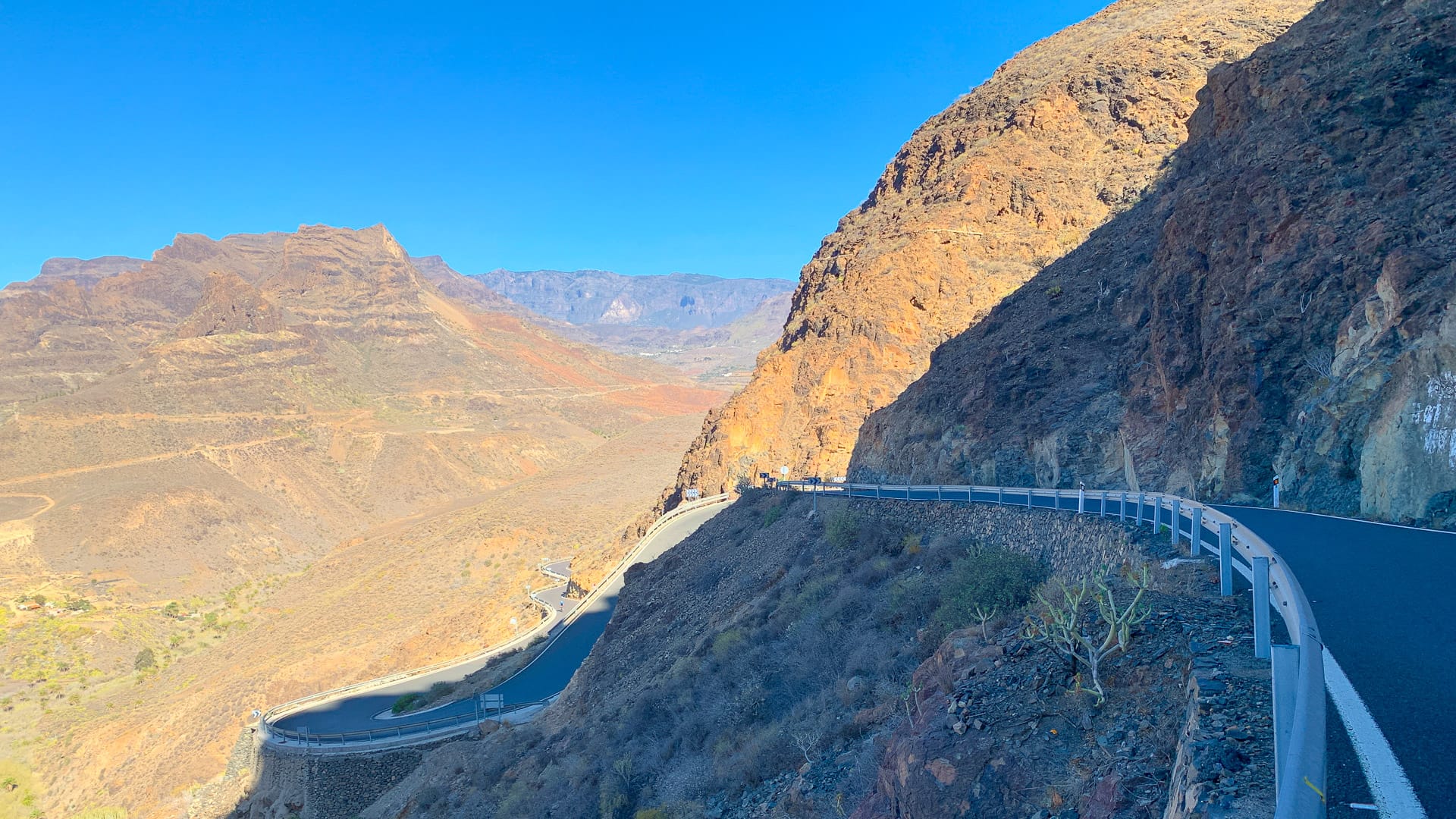 GC50 road towards Fataga cycling route from Maspalomas Gran Canaria