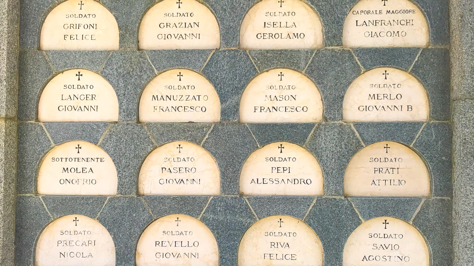 Plaques to the dead in the World War Monument on Bormio side of Passo dello Stelvio