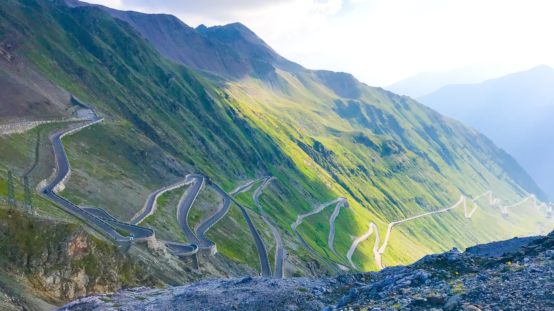 The iconic Passo dello Stelvio switchbacks