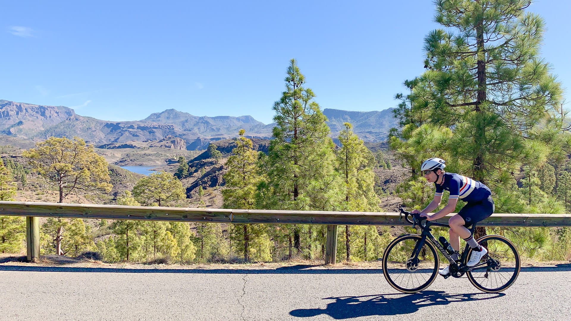 Cycling on the GC605 serenity climb cycling route Gran Canaria