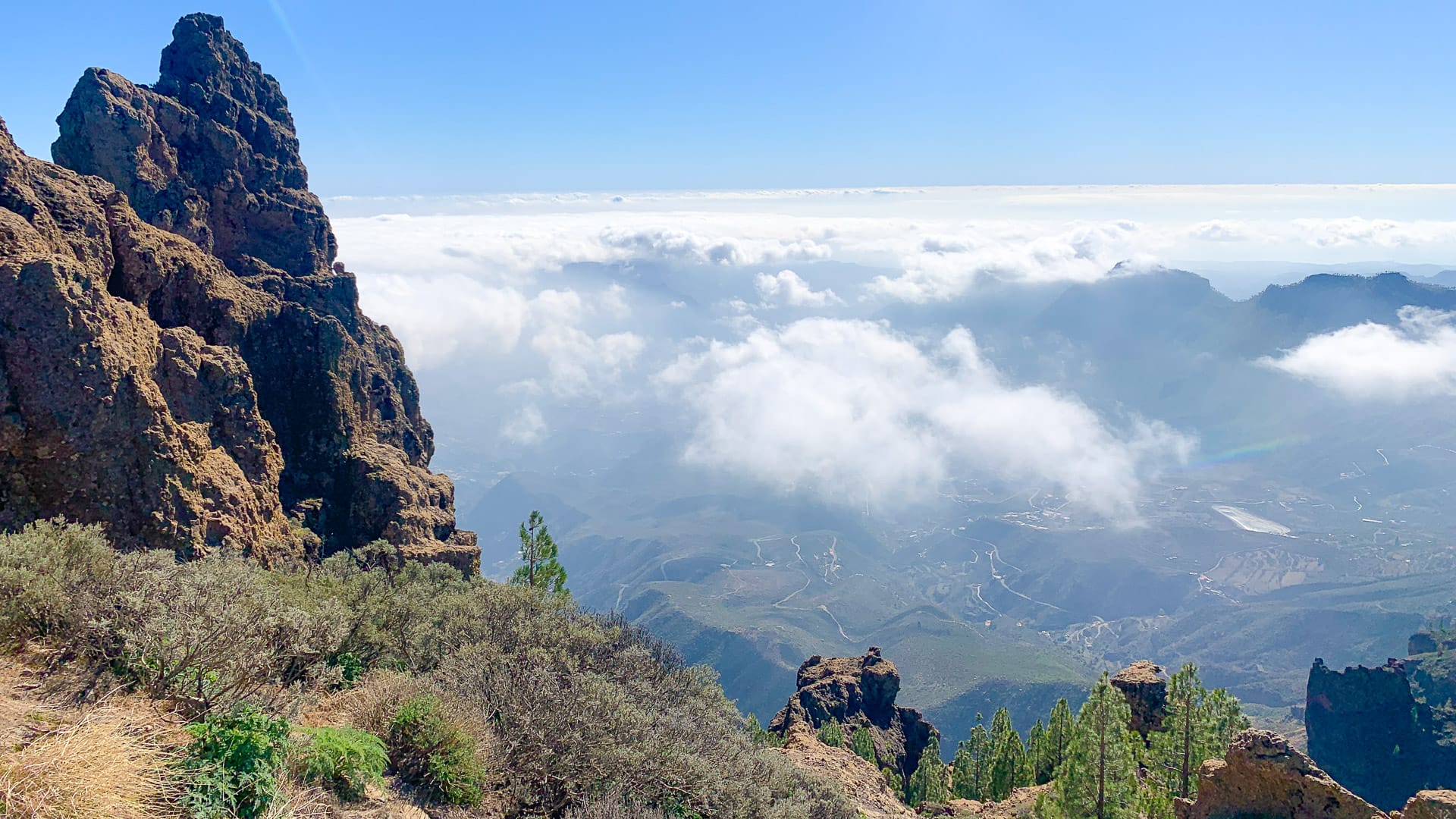 View from top of Pico de las Nieves Gran Canaria cycling route