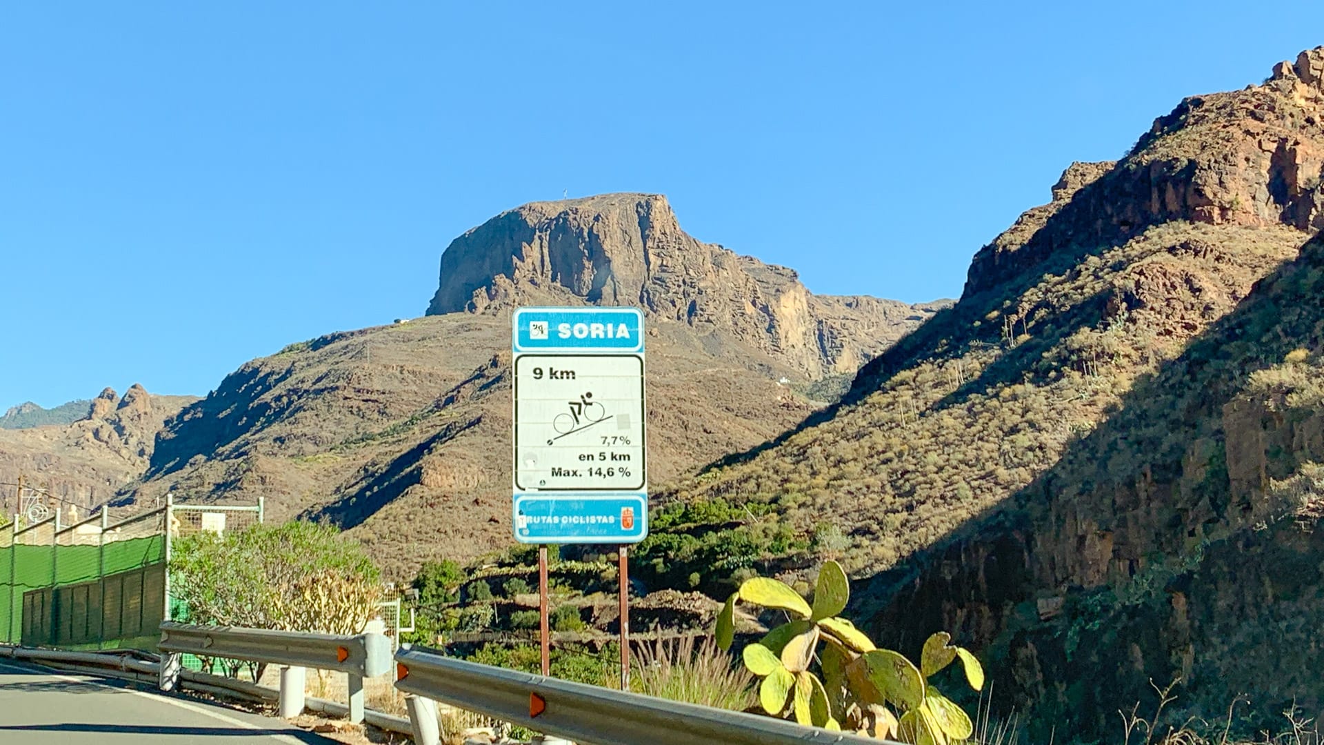Soria climb statistics and profile signboard Gran Canaria