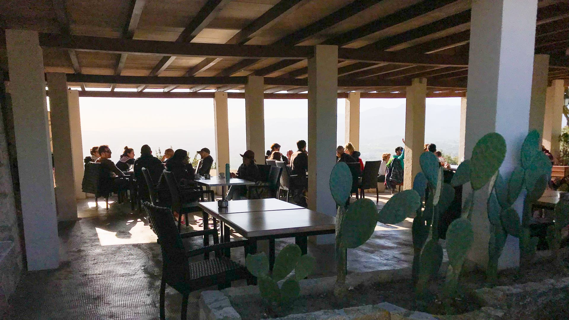 Inside of the Santa Magdalena cafe at the summit of the climb