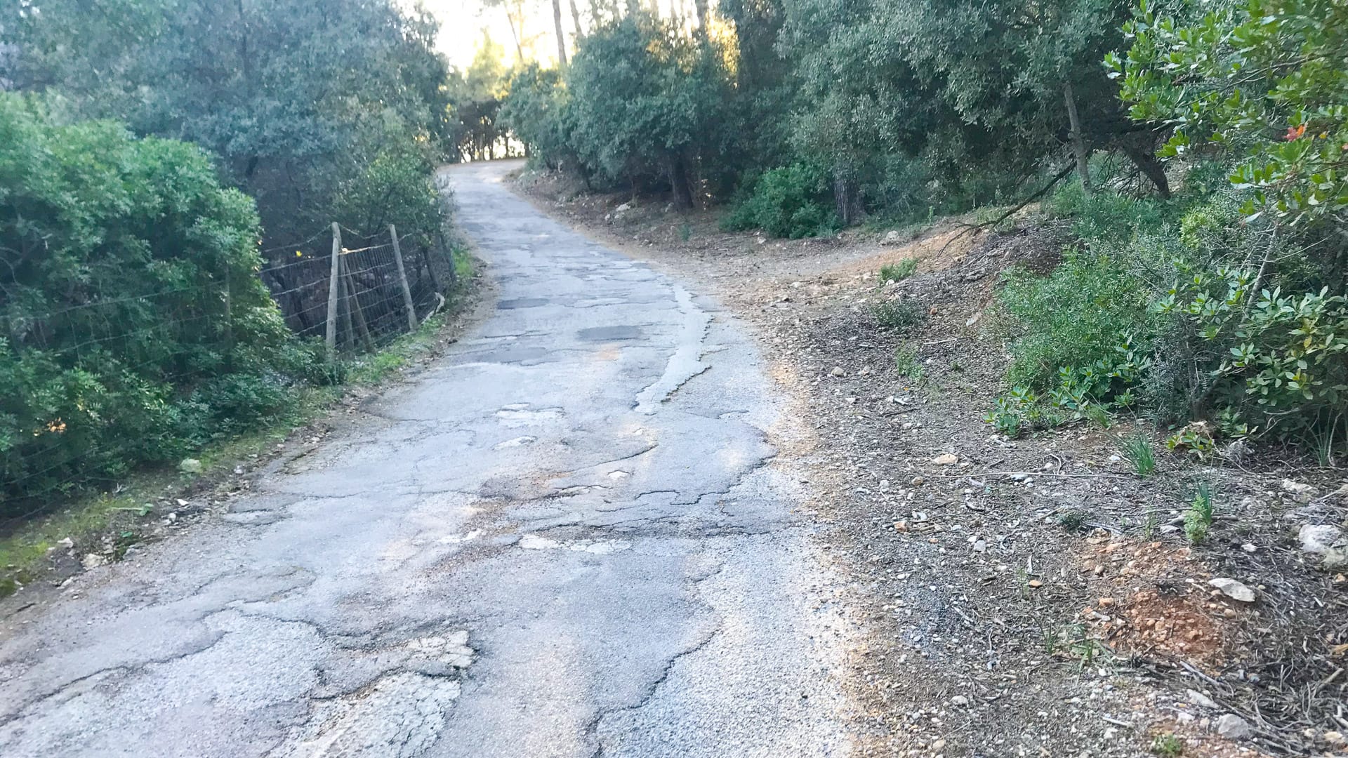 Bad road surface on the road up Sobremunt