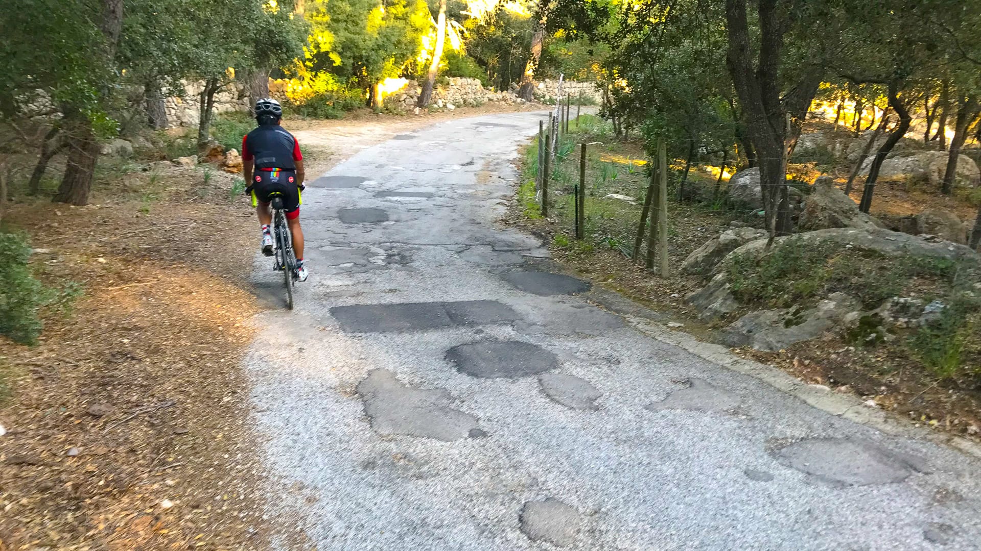 Cyclist climbing Sobremunt, Mallorca
