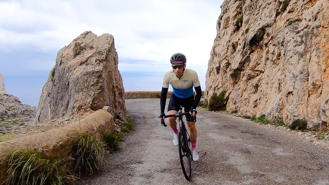 Cycling up the Pepperpot road Mallorca