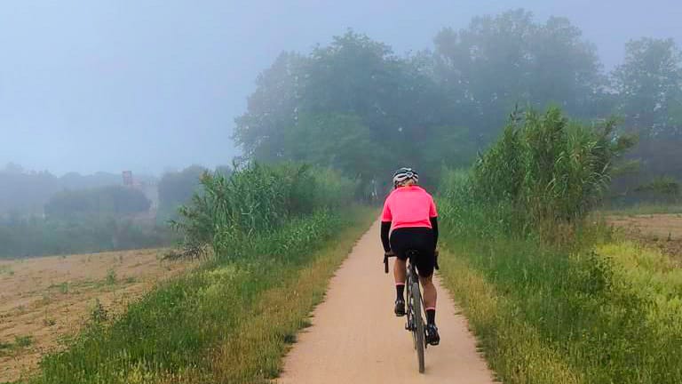 Cyclist on Sant Gregory loop Girona